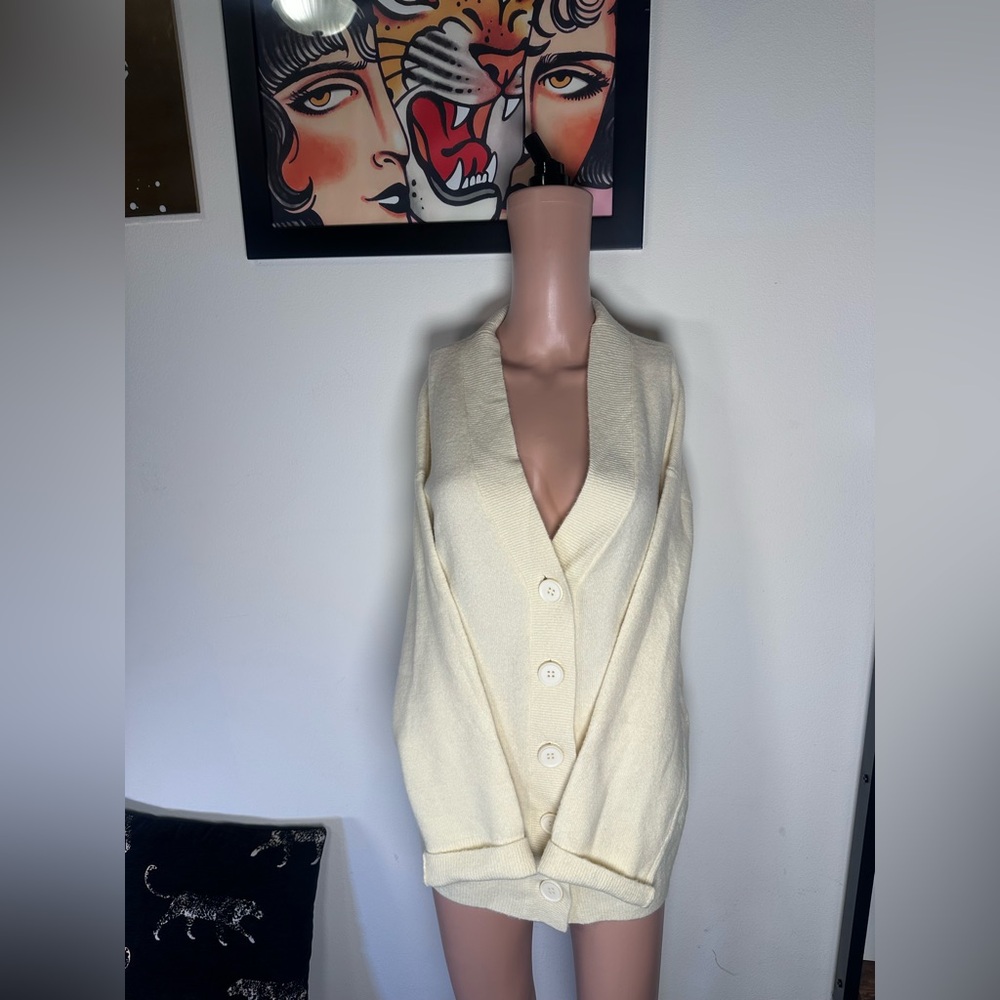 New Camila Coelho Trista Oversized Cardigan in beige tan yellow off white